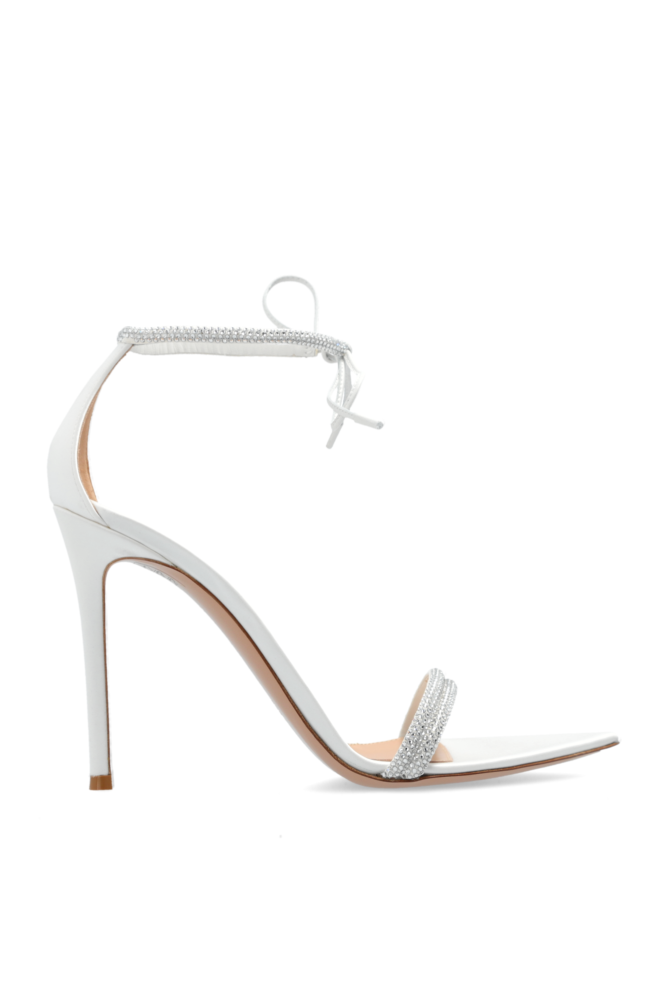 サンダル・ミュール Gianvito Rossi SS24 Heeled shoes (G40329 15RICNAPNERO) GIANVITO ROSSI Hellen 105 metallic leather slingback sandals